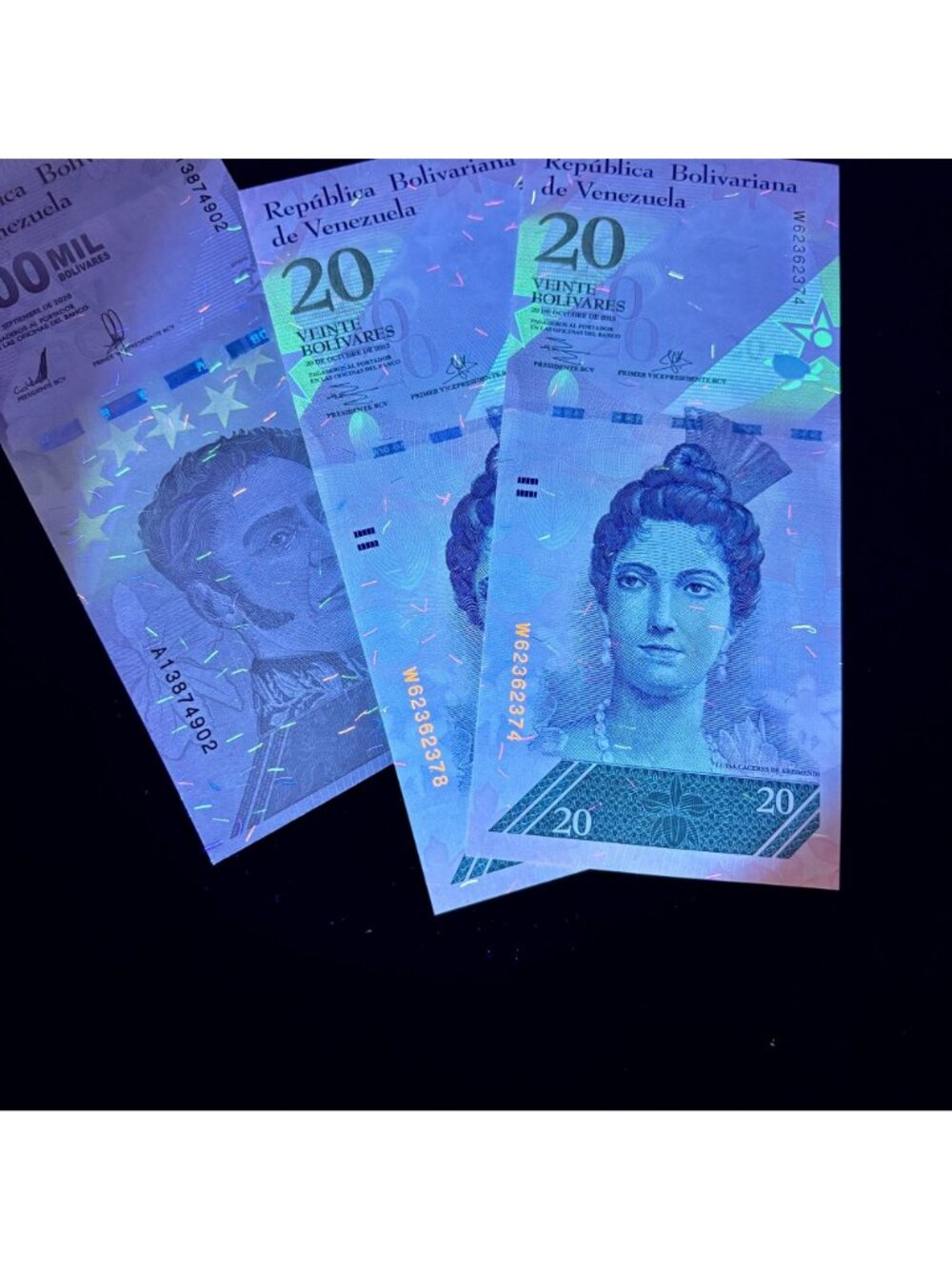 Venezuela Banknote Set 200,000 Bolivares Liberator 20 Heroine Hyperinflation Lot - Picture 2 of 9